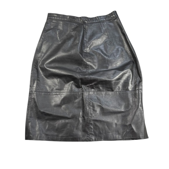 Vintage‎ 90s Unbranded Womens Black Old Money Genuine Leather Tibor Skirt - Picture 2 of 8